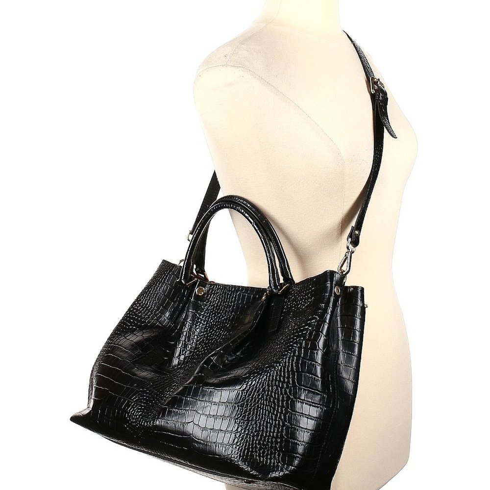 Gianni Notaro Leather  Animal Print Satchel One Size